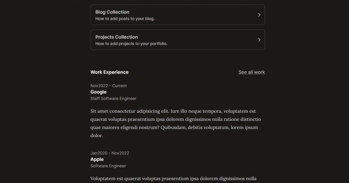 Astro Nano work experience section.