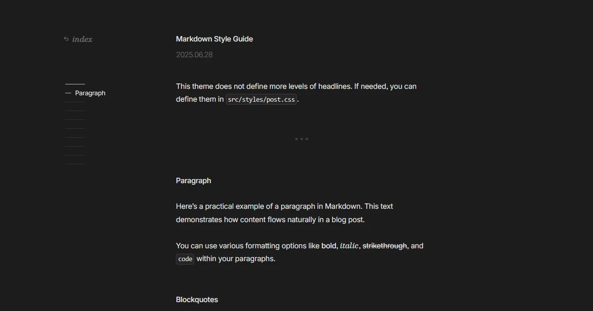 Chiri Astro theme post example.