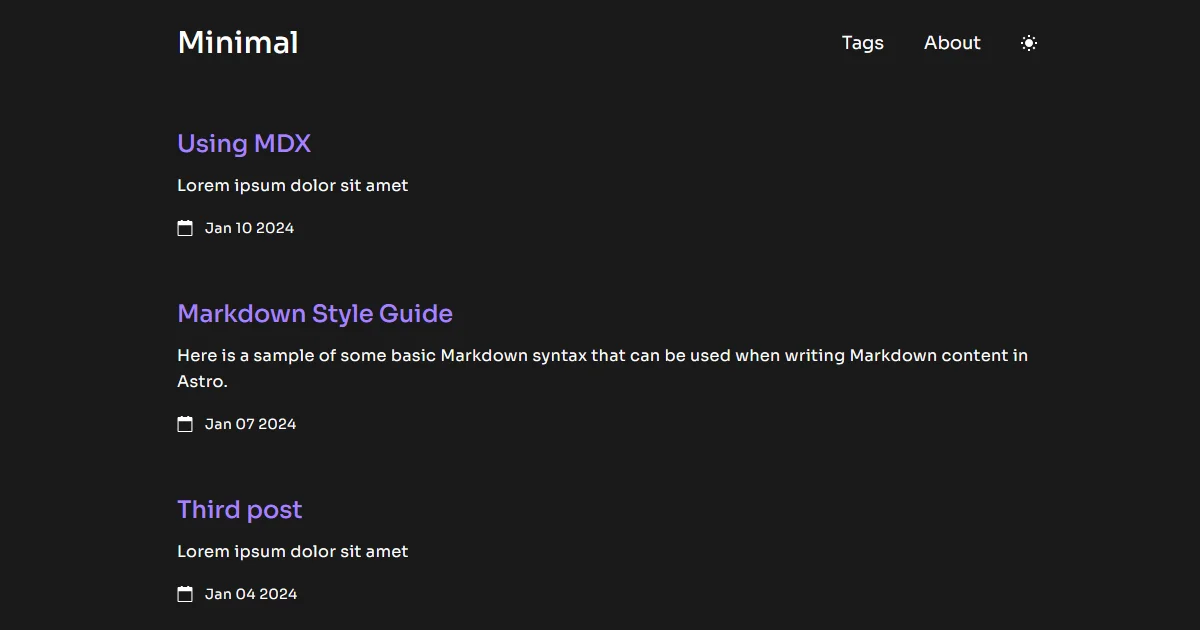 Minimal Astro theme.