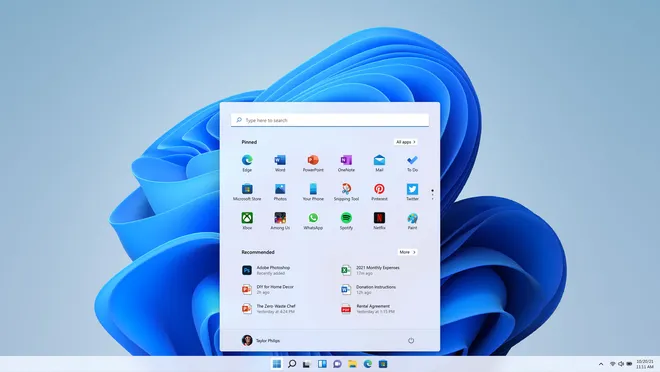 Windows 11 Start Menu with bloatware.