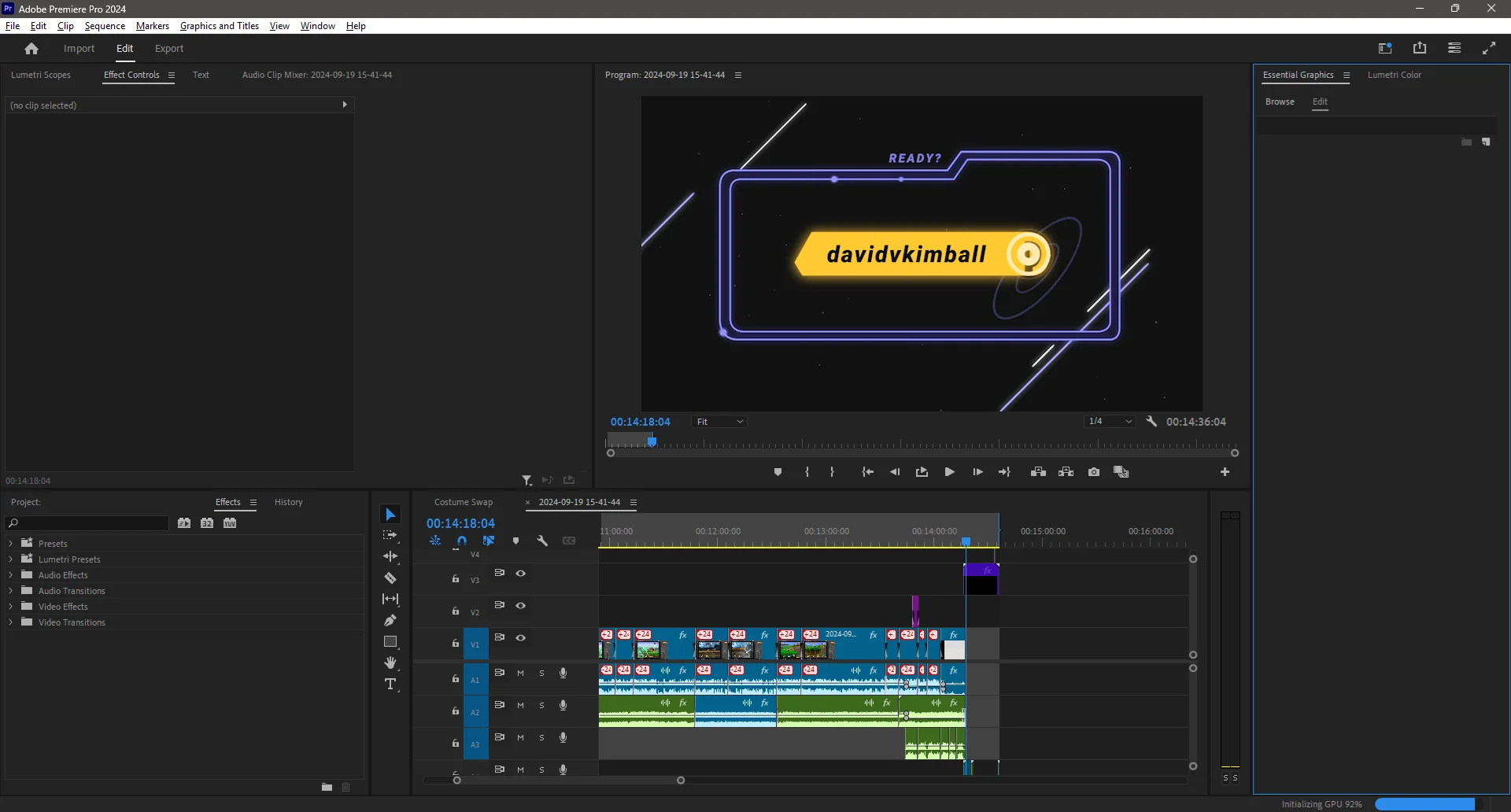 Screenshot of a project open in Adobe Premiere Pro.
