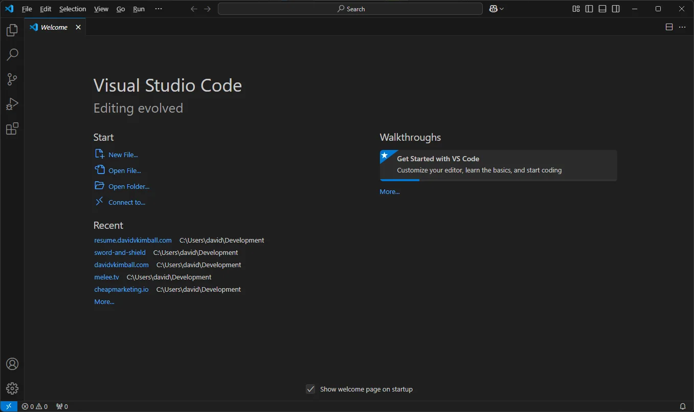 Visual Studio Code open in a new tab.