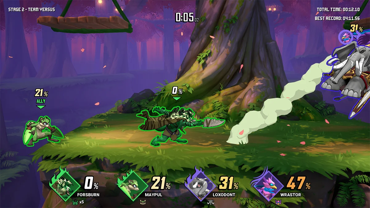 Rivals of Aether II's in-game HUD in Arcade Mode.