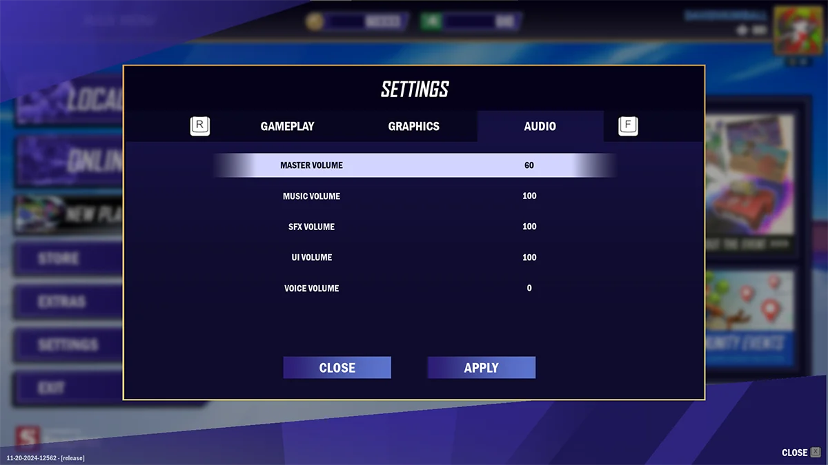 Screenshot of the sound settings in Rivals of Aether II.