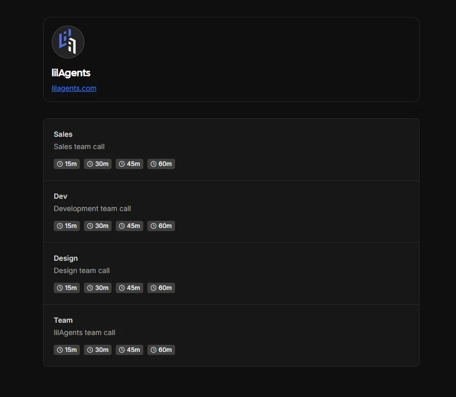 cal.com booking page