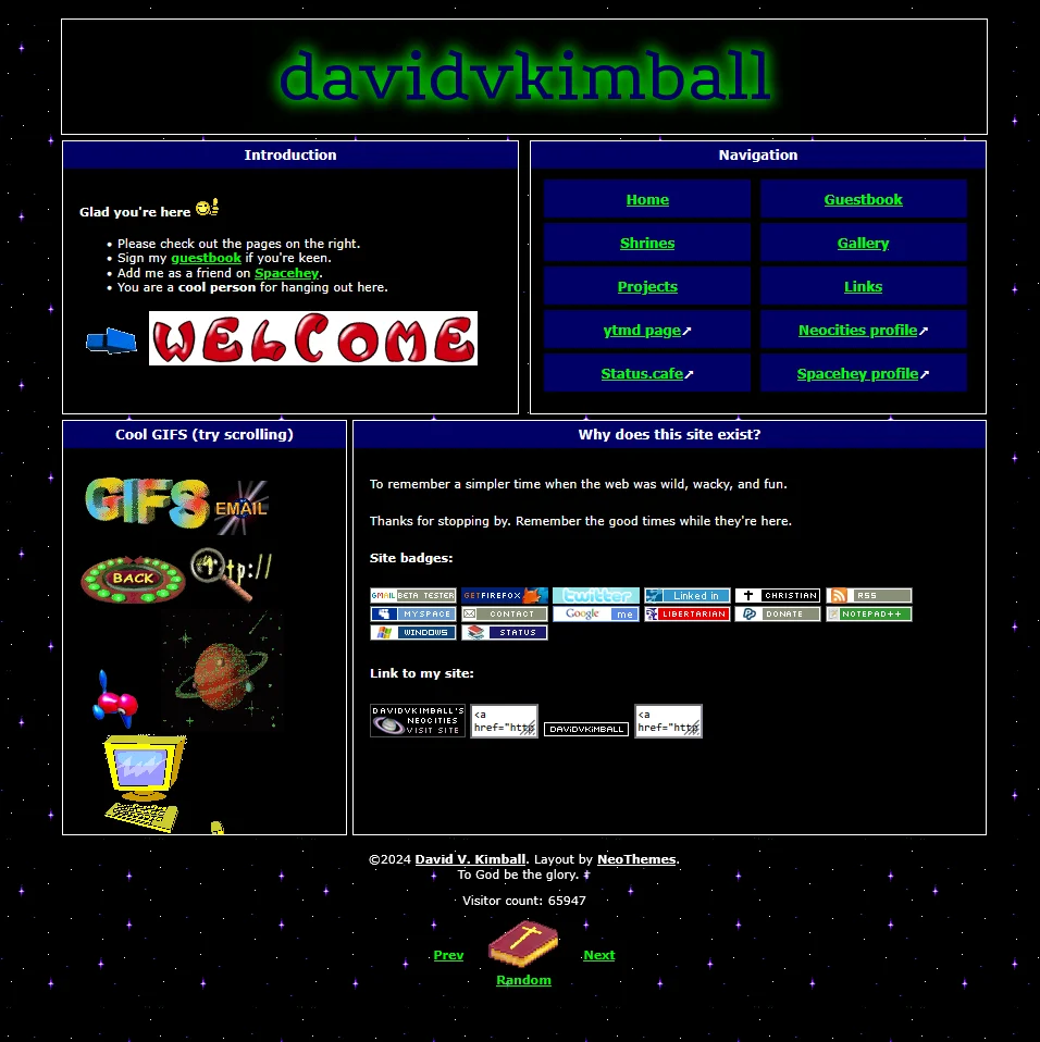 davidvkimball.neocities.com in 2024