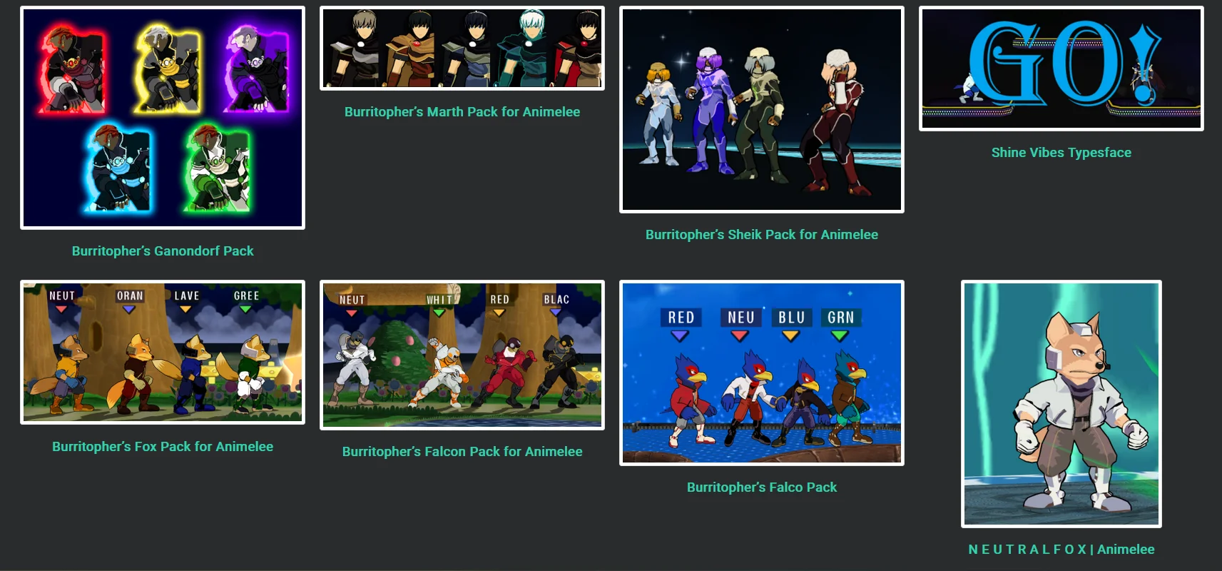 Screenshot of Burritopher's skins.