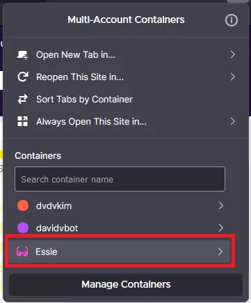 Multi-Account Containers screenshot.